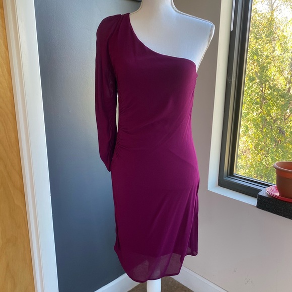 Cynthia Vincent Ruched One Shoulder Cocktail Dress - Picture 3 of 13